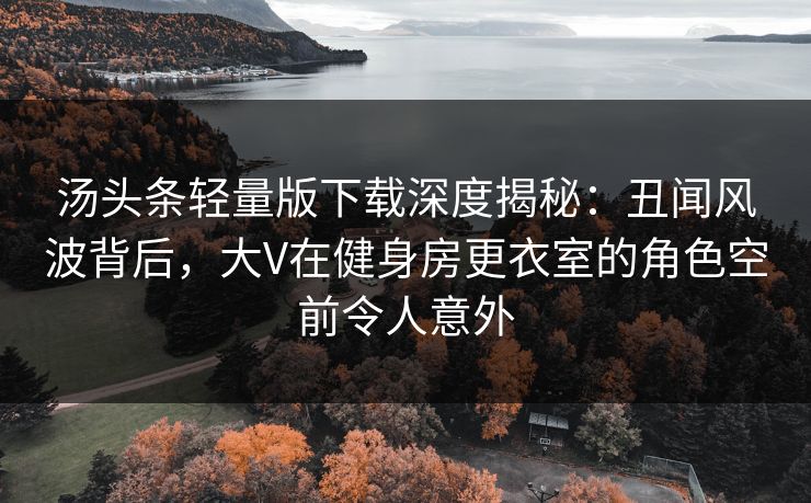 汤头条轻量版下载深度揭秘：丑闻风波背后，大V在健身房更衣室的角色空前令人意外